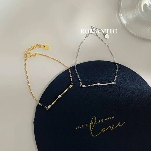 Vòng tay bạc nữ La caresse mạ vàng 14k mix đá CZ - Hình ảnh 3